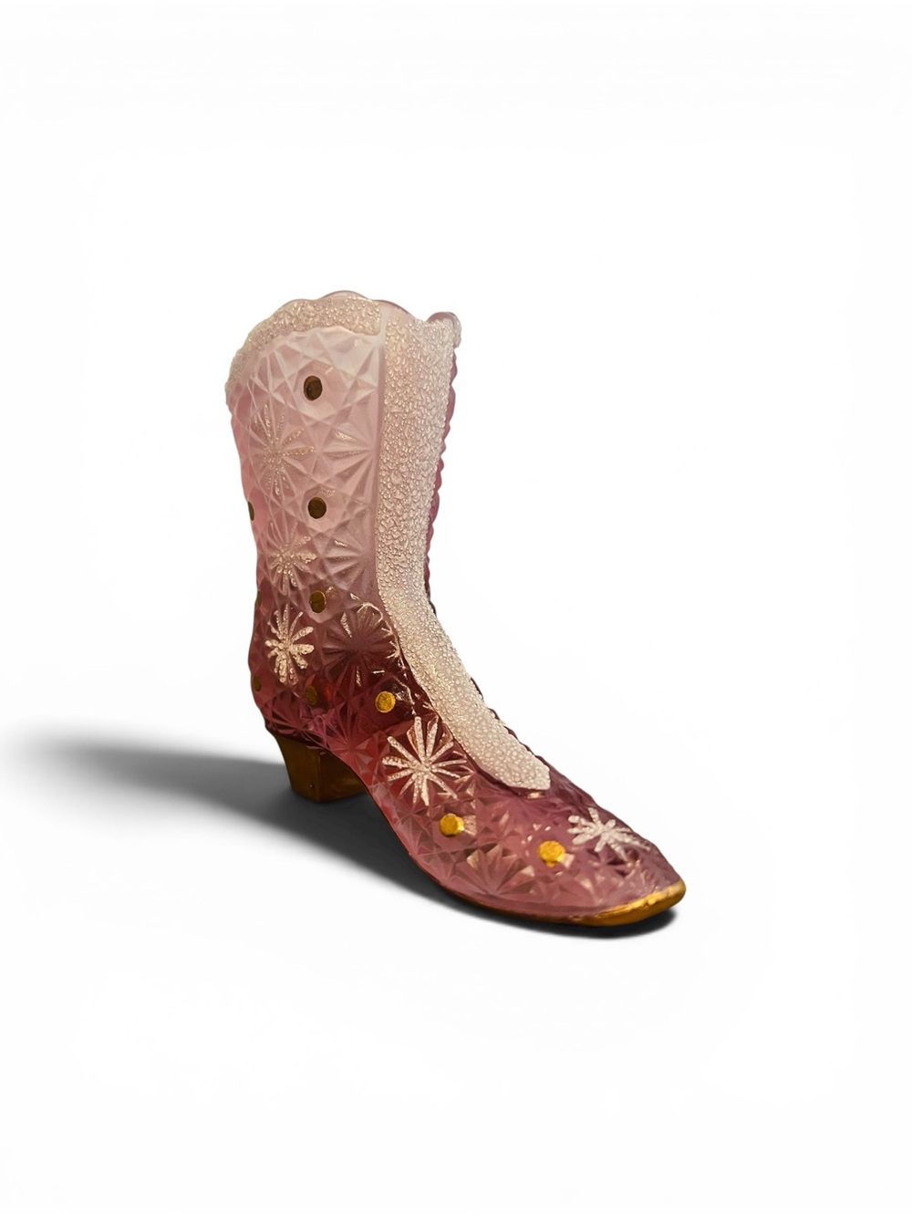 Fenton 95th Anniversary Satin Glass Shoe – Snowflake Daisy & Button Boot - Picture 3 of 8